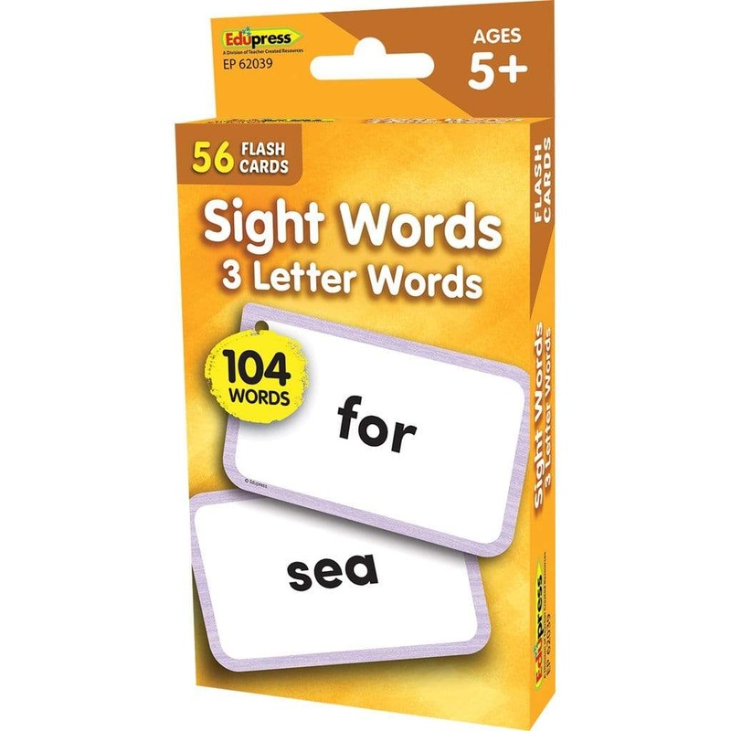 Sight Words Flash Cards - 3 Letter Words