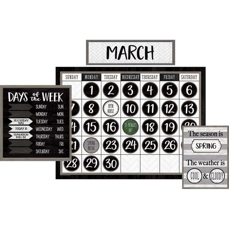 Modern Farmhouse Calendar Bulletin Board Set