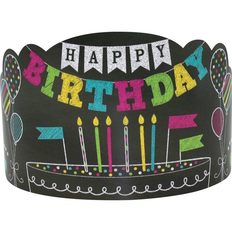 Chalkboard Brights Happy Birthday Crowns