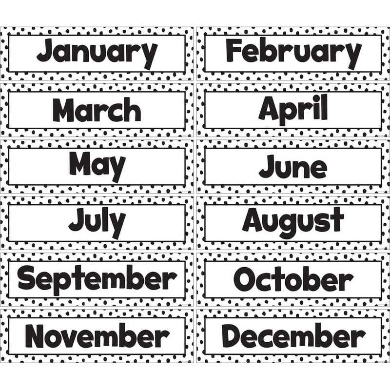Teacher Created Resources Black Painted Dots on White Monthly Headliners