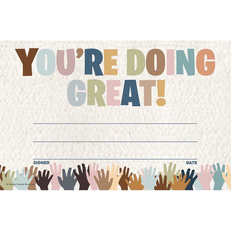 Teacher Created Resources Everyone is Welcome You're Doing Great! Awards
