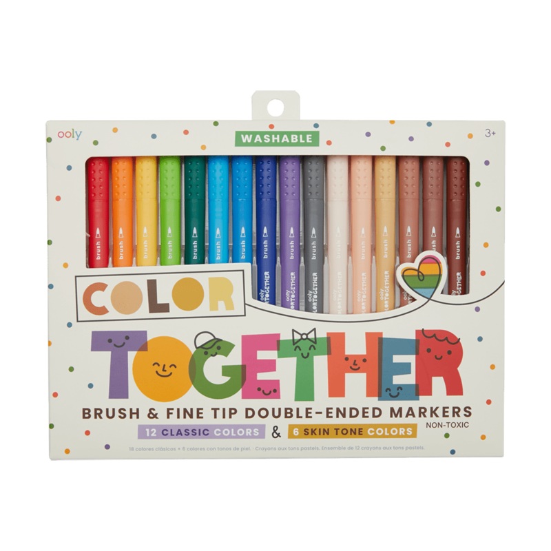 Ooly Color Together Brush & Fine Tip Double-Ended Markers - Set of 18