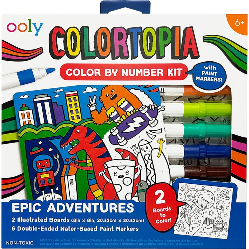 Colortopia Color By Number Paint Marker Kit - Epic Adventures